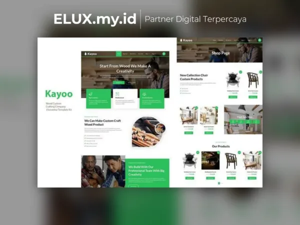 Lisensi Resmi Kayoo Wood Company Woocommerce Elementor Template Kit Lifetime