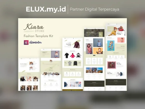 Foto Asli Kiara Fashion Elementor Template Kit Lifetime Unlimited Domain
