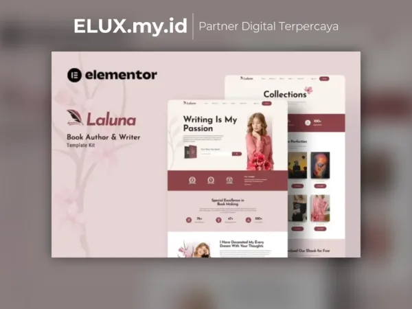Foto Asli Laluna Book Author Writer Elementor Template Kit Lifetime Unlimited