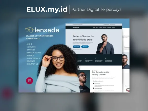Lisensi Resmi Lensade Glasses Eyewear Elementor Template Kit Lifetime Unlimited