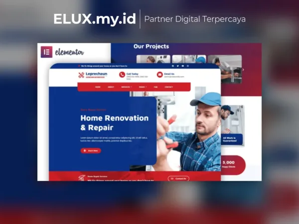 Lisensi Resmi Leprechaun Home Repair Elementor Template Kit Lifetime Unlimited