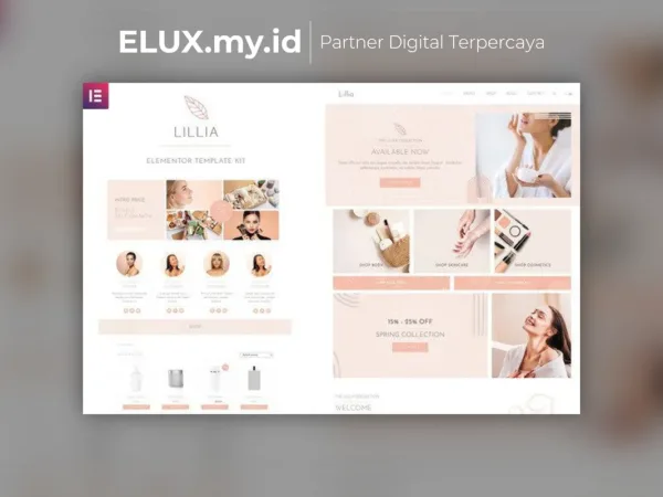 Lisensi Resmi Lillia Beauty Skincare Elementor Template Kit Lifetime Unlimited