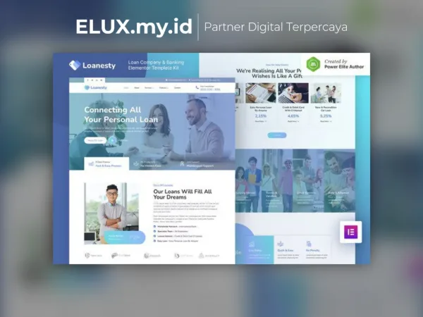 Tampilan Loanesty Loan Company Banking Elementor Template Kit Lifetime