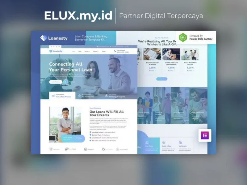 Tampilan Loanesty Loan Company Banking Elementor Template Kit Lifetime