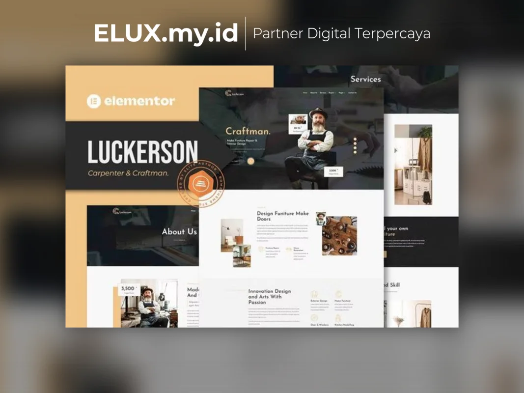Marketplace Theme, Plugin & Template WordPress Premium Tampilan Luckerson Carpenter Craftman Elementor Template Kit Lifetime Unlimited