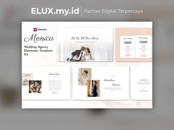 Detail Produk Menica Wedding Elementor Template Kit Lifetime Unlimited Domain