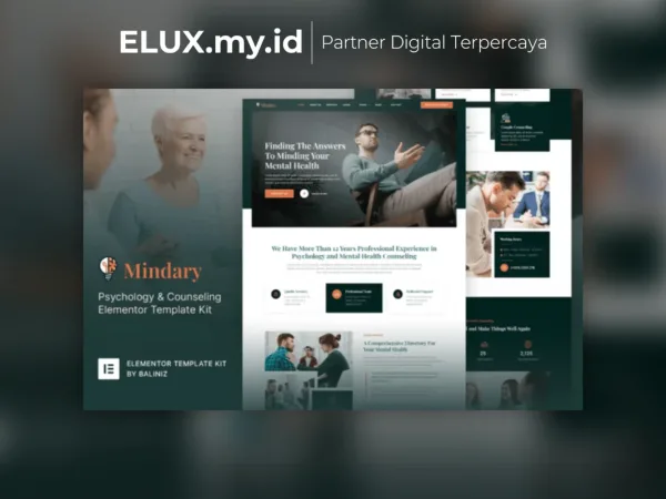 Tampilan Mindary Psychology Counseling Elementor Template Kit Lifetime