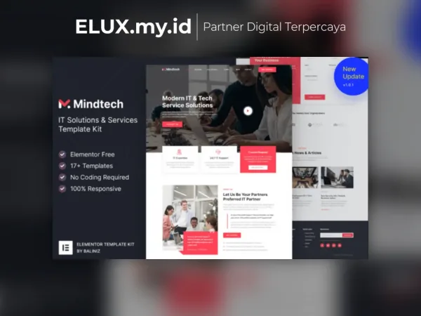 Jual Mindtech It Solutions Services Company Elementor Template Kit Lifetime