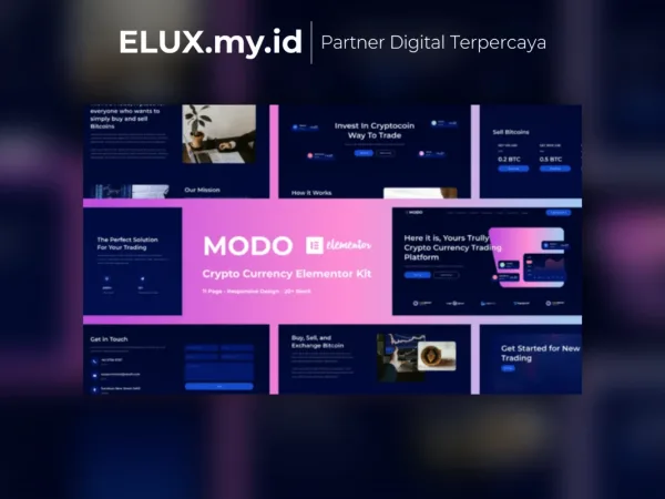 Tampilan Modo Crypto Currency Elementor Template Kit Lifetime Unlimited Domain