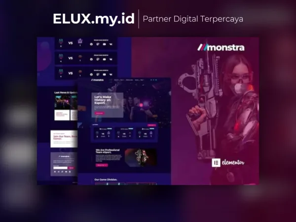 Foto Asli Monstra Esports Gaming Elementor Template Kit Lifetime Unlimited
