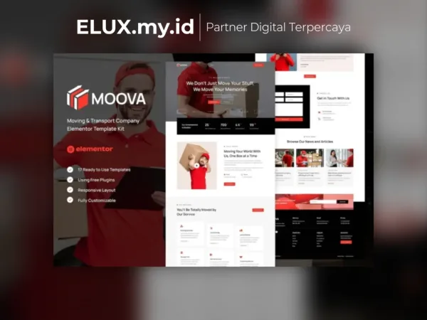 Detail Produk Moova Moving Transport Company Elementor Template Kit Lifetime