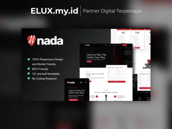 Lisensi Resmi Nada Guitar Lessons Courses Elementor Template Kit Lifetime