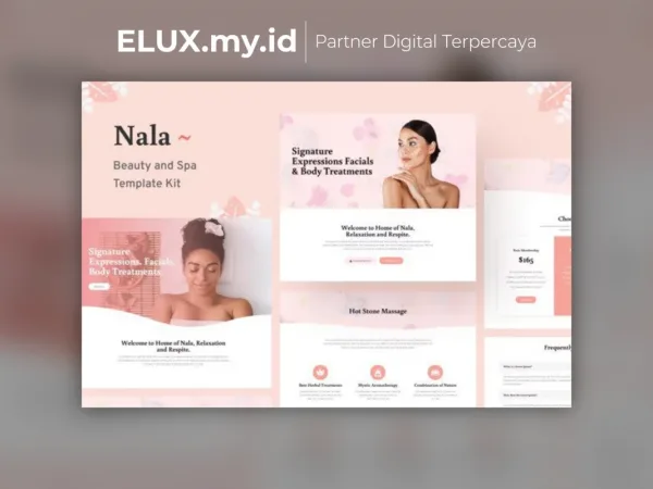Tampilan Nala Beauty Spa Template Kit Lifetime Unlimited Domain