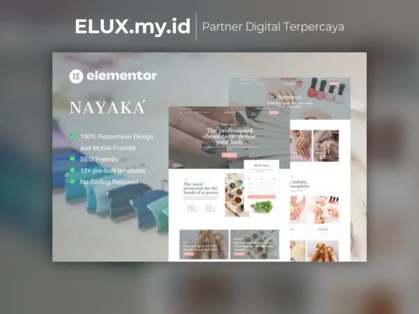 Jual Nayaka Nail Salon Beauty Care Elementor Template Kit Lifetime Unlimited