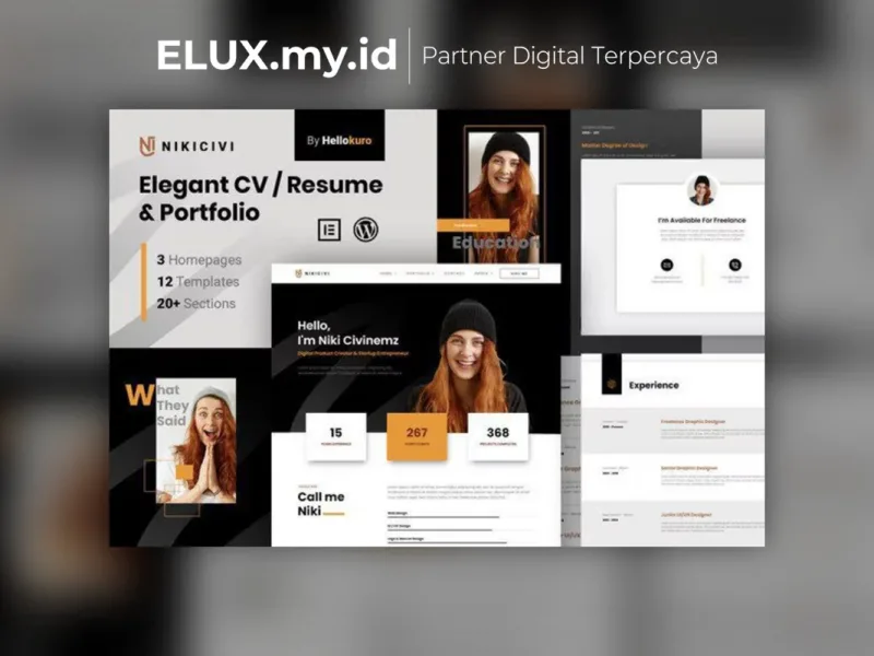 Nikicivi Elegant Cv Resume Portfolio Elementor Detail Produk Nikicivi Elegant Cv Resume Portfolio Elementor Template Kit