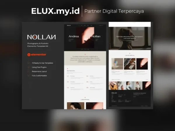 Foto Asli Nollan Photography Portfolio Elementor Template Kit Lifetime