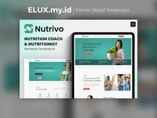 Lisensi Resmi Nutrivo Nutrition Coach Nutritionist Elementor Template Kit