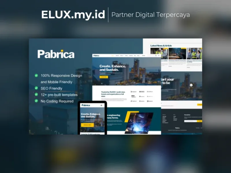 Jual Pabrica Engineering Industrial Service Elementor Template Kit Lifetime