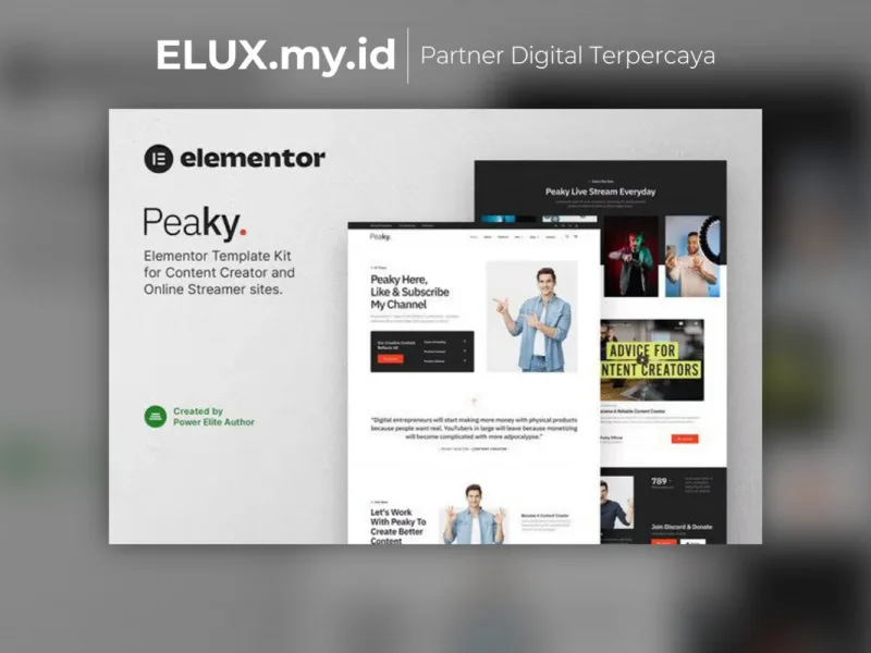 Peaky Content Creator Online Streamer Elementor Jual Peaky Content Creator Online Streamer Elementor Template Kit Lifetime