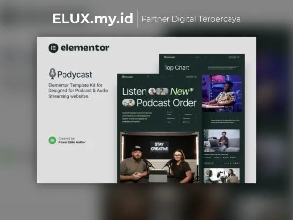 Lisensi Resmi Podycast Podcast Audio Streaming Elementor Template Kit Lifetime