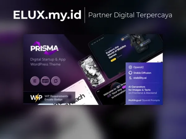 Lisensi Resmi Prisma Digital Startup App Wordpress Theme Ai