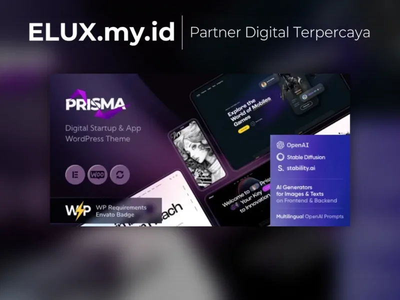 Lisensi Resmi Prisma Digital Startup App Wordpress Theme Ai