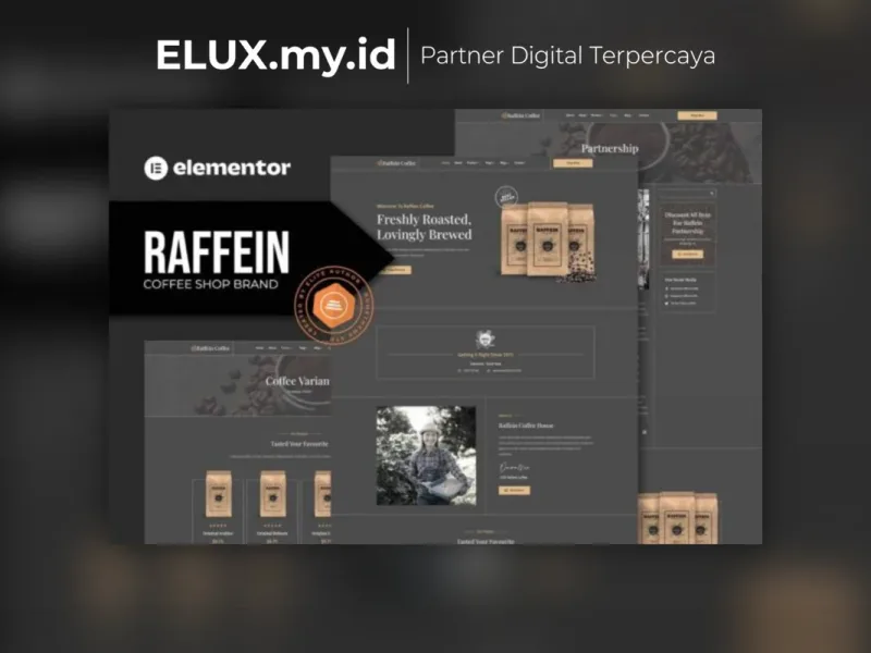 Jual Raffein Coffee Shop Brand Elementor Template Kit Lifetime Unlimited Domain