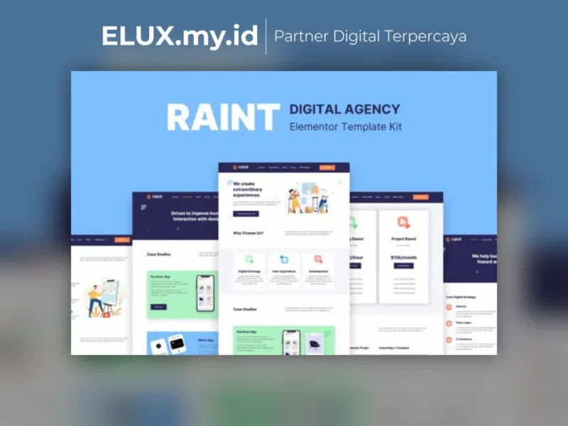 Raint Digital Agency Elementor Template Kit Tampilan Raint Digital Agency Elementor Template Kit Lifetime Unlimited Domain
