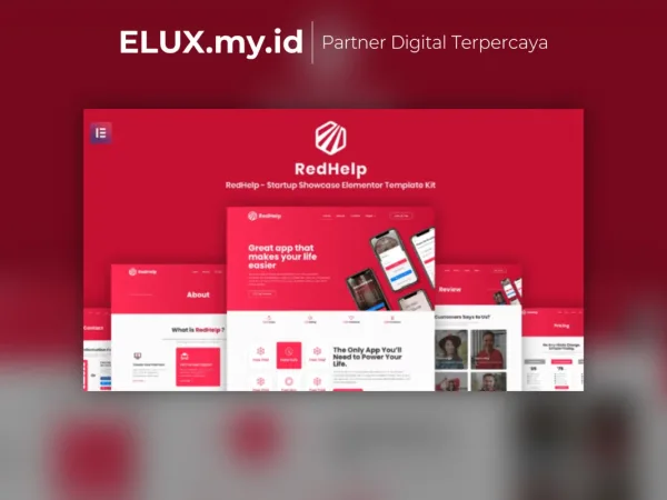 Lisensi Resmi Redhelp Startup Showcase Elementor Template Kit Lifetime