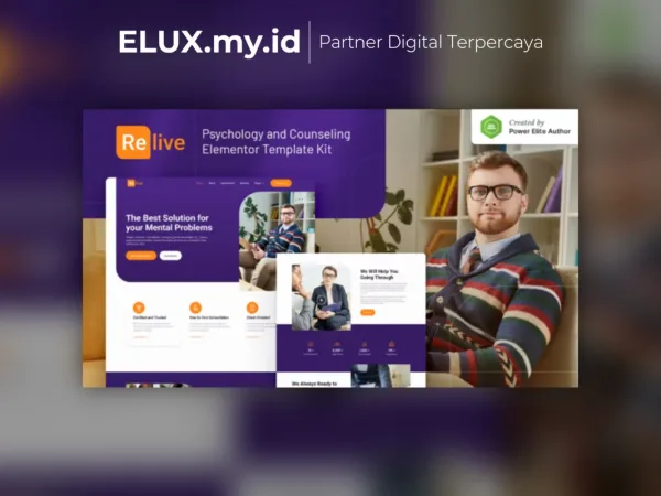 Jual Relive Psychology Counseling Elementor Template Kit Lifetime Unlimited