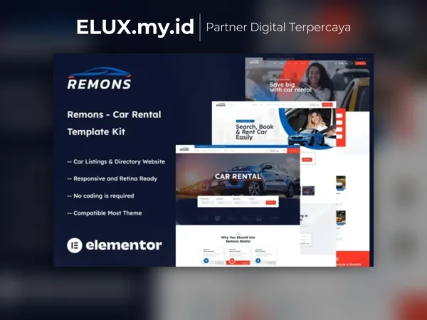 Detail Produk Remons Car Rental Elementor Template Kit Lifetime Unlimited Domain