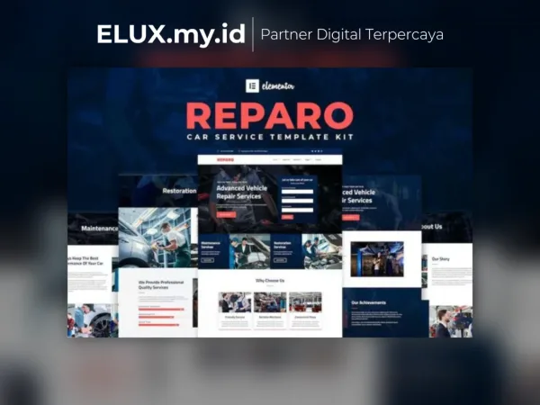 Tampilan Reparo Car Service Elementor Template Kit Lifetime Unlimited Domain