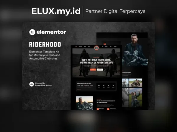 Lisensi Resmi Riderhood Motorcycle Club Elementor Template Kit Lifetime