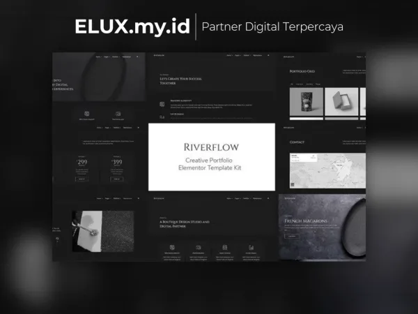 Tampilan Riverflow Creative Portfolio Elementor Template Kit Lifetime Unlimited