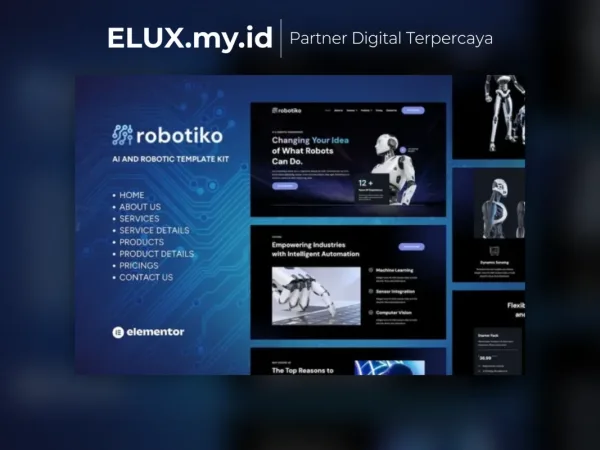 Tampilan Robotiko Robotic Ai Elementor Template Kit Lifetime Unlimited Domain