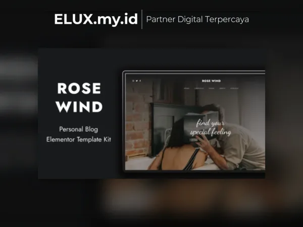Detail Produk Rose Wind Personal Blog Elementor Template Kit Lifetime Unlimited
