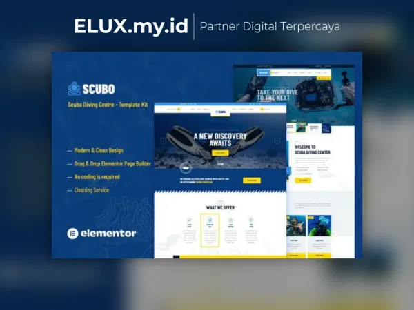 Detail Produk Scubo Scuba Diving Centre Elementor Template Kit Lifetime