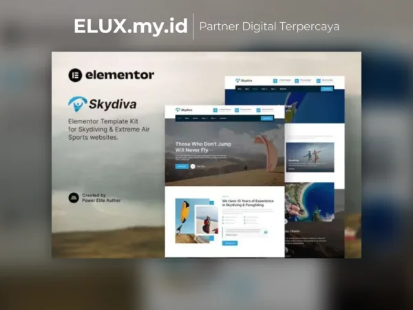 Detail Produk Skydiva Skydiving Extreme Air Sports Elementor Template Kit