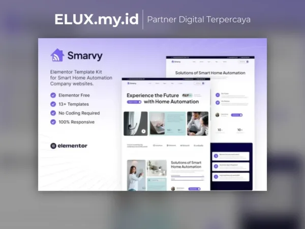 Tampilan Smarvy Smart Home Automation Company Elementor Template Kit Lifetime