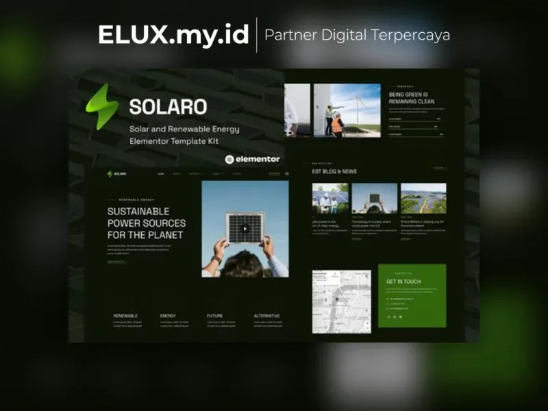 Solaro Solar Renewable Energy Elementor Template Lisensi Resmi Solaro Solar Renewable Energy Elementor Template Kit Lifetime