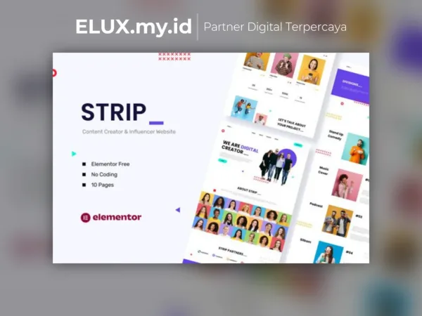 Jual Strip Content Creator Influencer Elementor Template Kit Lifetime Unlimited