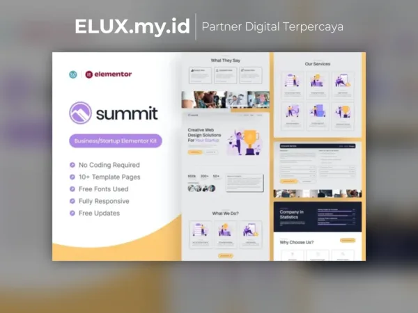 Tampilan Summit Business And Startup Template Kit Lifetime Unlimited Domain