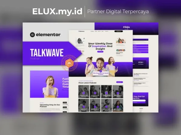 Marketplace Theme, Plugin & Template WordPress Premium Foto Asli Talkwave Podcaster Elementor Template Kit Lifetime Unlimited Domain