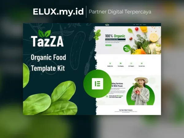 Detail Produk Tazza Organic Food Elementor Template Kit Lifetime Unlimited
