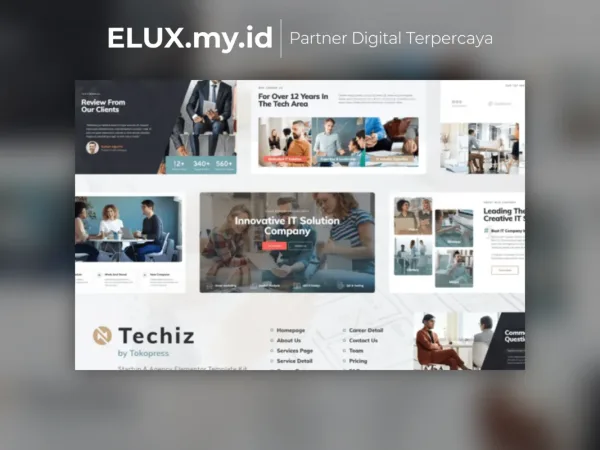 Tampilan Techiz It Solutions Services Company Elementor Template Kit Lifetime