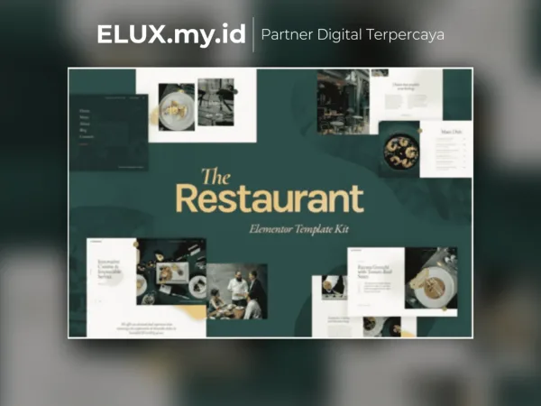 Tampilan The Restaurant Elementor Pro Template Kit Lifetime Unlimited Domain