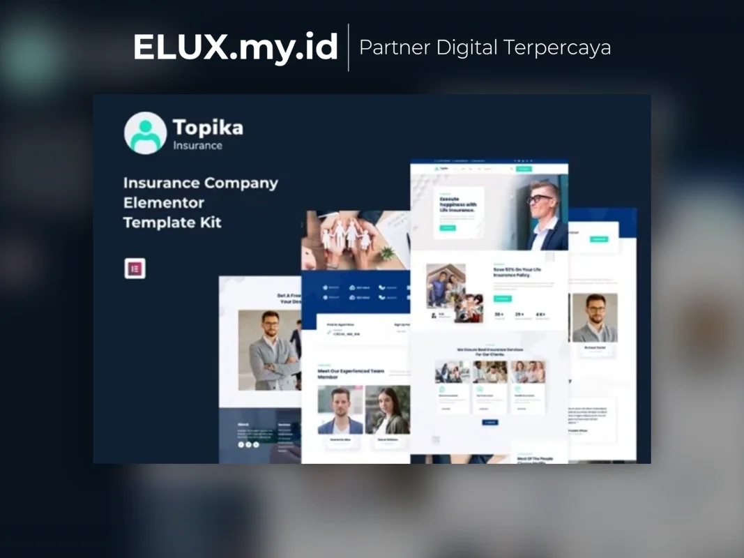 Marketplace Theme, Plugin & Template WordPress Premium Detail Produk Topika Insurance Agency Elementor Template Kit Lifetime Unlimited