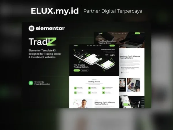 Jual Tradiz Trading Broker Investment Elementor Template Kit Lifetime Unlimited