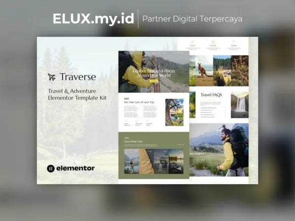 Jual Traverse Travel Tour Agency Elementor Template Kit Lifetime Unlimited