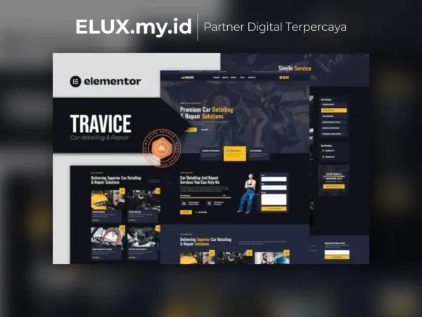 Lisensi Resmi Travice Car Detailing Service Car Repair Elementor Template Kit
